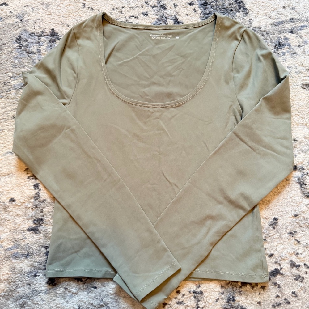 Abercrombie & Fitch Squareneck Long Sleeve Green